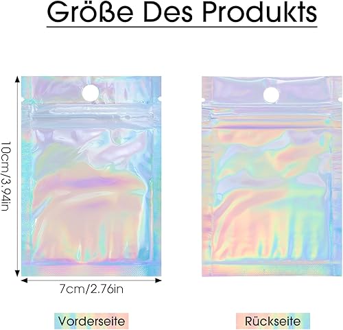 220 sachets en aluminium, sachets holographiques, Mylar refermables pour emballage laser, pour colliers, trombones, porte-clés, bijoux, artisanat (7 x 10 cm) - Nail Gallerys