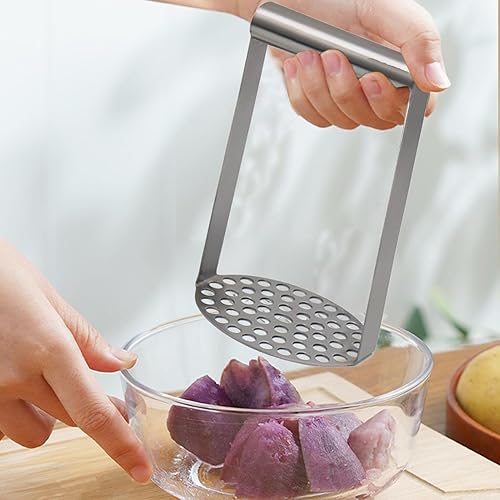 Potato Masher Kitchen Tool, Guacamole and Mashed Potatoes 11x8.6x18cm, Heavy Duty Masher for Avocado Multi-Use Fruit and Vegetable, Stainless Steel, Abundant Purposes - Nail Gallerys