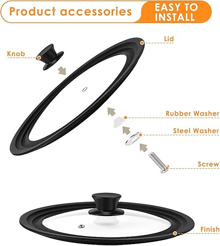 Bztzhm Couvercle universel, couvercle en verre, couvercle en silicone pour casseroles, poêles et poêles à frire, compatible avec les ustensiles de cuisine de 16/18/20 cm de diamètre, couvercle de - Nail Gallerys
