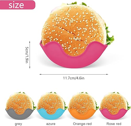 YXHZVON 4 Pcs Porte Burger Silicone,Porte-Burger Rétractable,Convient pour Les Sandwichs Burger Donuts，Conviennent pour Les Amateurs de Hamburgers Adultes - Nail Gallerys