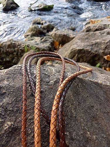 Cordon en cuir tressé rond 4 mm Rouge - La longueur peut être sélectionnée., Cuir, rouge, 5 mètres - Nail Gallerys