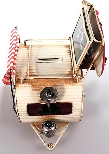 Caravane en métal bleu avec cadre et Tirelire Camper voiture oldtimer Nostalgie - Nail Gallerys