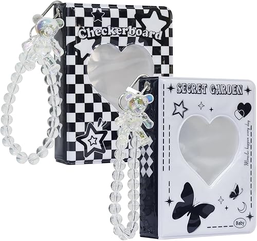 Kpop Lot de 2 mini porte-cartes photo de 3' avec 40 compartiments avec joli bracelet Multicolore - Nail Gallerys