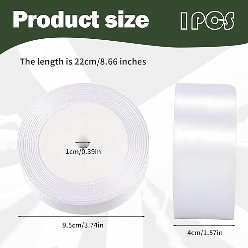 Ruban de satin blanc - 40 mm de long - 22 m de long - Ruban pour cheveux - Ruban cadeau blanc - Fabriqué à la main - Convient pour la décoration de communion, mariage, anniversaire, baptême, Pâques - Nail Gallerys