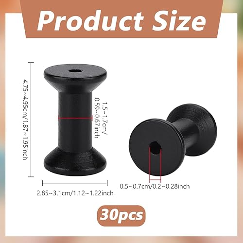 PH PandaHall Bobines de Fil à Coudre en Bois Noir 30pcs Petite Bobine de Fil Vide de 5cm Bobines de Fil à Coudre en Bois Bobine de Ficelle en Vrac pour Cordon de Couture Textile et Artisanal - Nail Gallerys