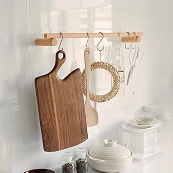 anaan Line Désign Porte Manteau Cintre Mural Tringle à vêtements Hanger en Bois de hêtre Porte-Serviettes Vestes Tube cintres Fixation Murale Moderne (hêtre, 60 cm) - Nail Gallerys