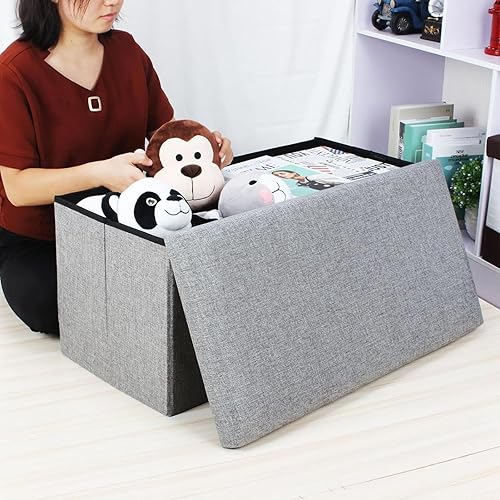 Generic Banc De Rangement, Grand Coffre De Rangement Pliable avec Couvercle, Boîte De Rangement Multifonctionnelle en Coton Et Lin pour Chambre À Coucher Hall D'entrée Salon - Nail Gallerys