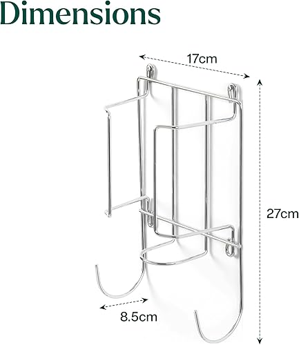 WINSOME Support mural en fer à repasser sur porte en acier inoxydable chromé compact pour économiser de l'espace - Nail Gallerys