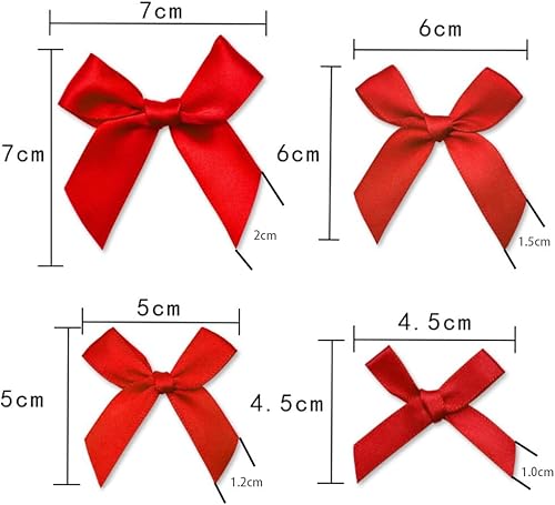 Lot de 200 nœuds en satin de 1,2 cm - 5 x 5 cm - Mini nœuds décoratifs - Pour bricolage, artisanat, accessoires de cheveux, emballage cadeau, fabrication de cartes - Bordeaux - Nail Gallerys