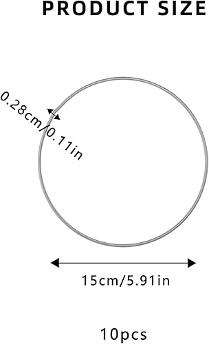 Lot de 10 bagues en métal 15cm,bagues en métal Blanc,Anneaux de Fil pour Anneaux décoratifs,Anneaux décoratifs de Guirlande de Mariage Suspendus,Anneaux de Poursuite de rêve en Argent métal - Nail Gallerys