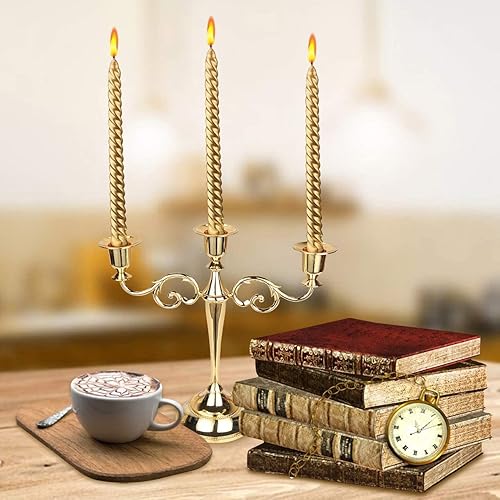 Tyenaza Chandelier Dorer, Bougeoir à 3 Bras Candélabre de Style européen Chandelier de Mariage Décor à la Maison(Or) - Nail Gallerys