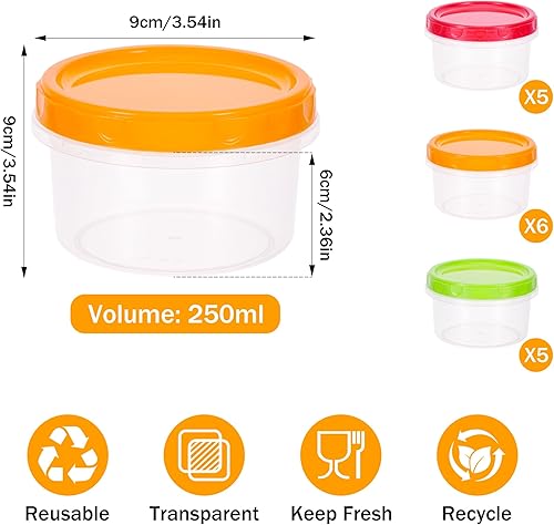 16Pcs Petit Pot Conservation Bébé avec Couvercles, Petits Boite Plastique Alimentaire Réutilisable de 200 ml, Petit Boite de Conservation Alimentaire et Boite de Conservation Alimentaire (4 Couleurs) - Nail Gallerys