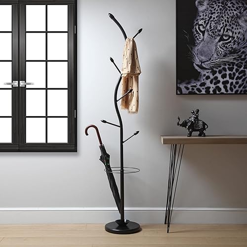 Versa Derby Porte-Manteau Vêtements Portemanteau Style Minimaliste, avec 6 Crochets ou cintres pour vêtements ou Sacs, Dimensions (H x l x L) 185 x 30 x 30 cm, Métal, Couleur: Rouge - Nail Gallerys