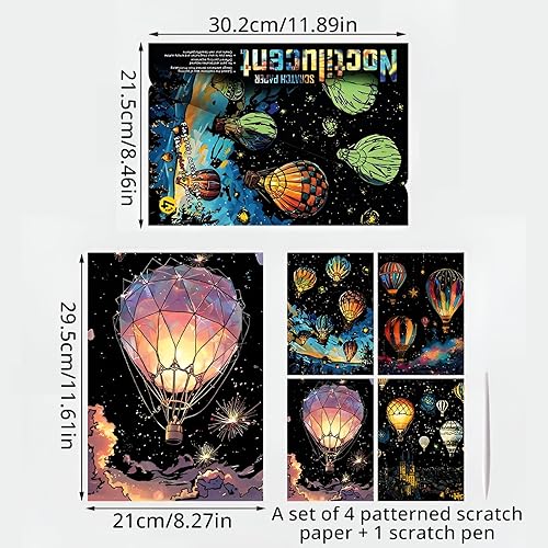 WideSmart Lot de 8 Scratch Paper Rainbow Painting Sketch,Papier d'art à gratter et croquis A4 pour enfants et adultes,Carte à Gratter Enfant-Image murale brille dans le noir-Papier à gratter coloré - Nail Gallerys