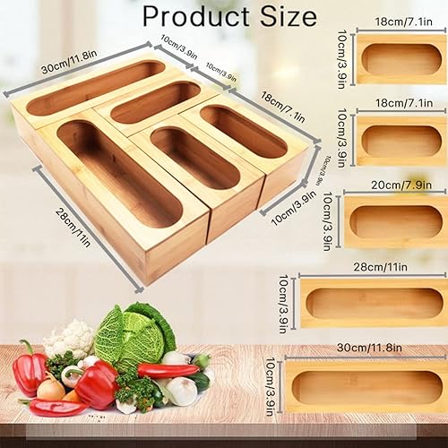 Generic - Organisateur de tiroir en bambou rustique - Contenant de stockage alimentaire - Sacs de différentes tailles - Compatible avec la plupart des marques - Nail Gallerys