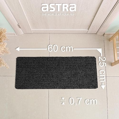 Astra Paillasson intérieur 25x60 cm Anthracite - Tapis de propreté antidérapant - Paillasson Hydrofuge - Rib Line paillasson résistant Antistatique - Nail Gallerys