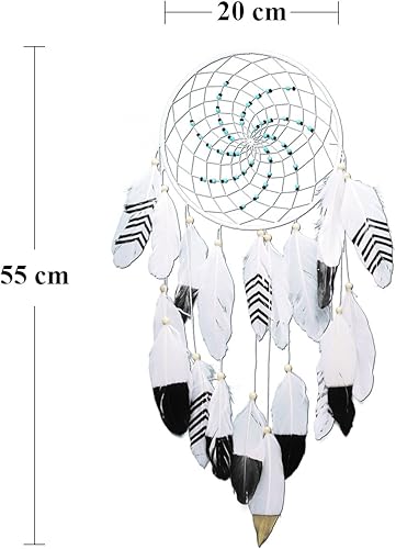 Capteur de Rêves—IMMIGOO Attrape-rêves Plumes Décoration Maison Murale Intérieure Ornement Suspendue Cadeaux Fille Blanc - Nail Gallerys