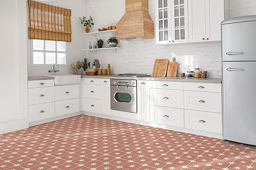 Decormat Vinyle Carrelage Autocollant Dosseret Peel And Stick Salle De Bains Orange Mural Cuisine Mur Auto-Adhésif Lot de 9 Carreaux - 30x30 cm - Des étoiles sur la place - Nail Gallerys