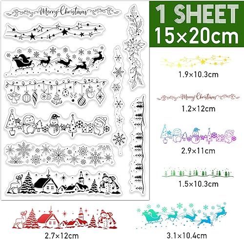 Noël Tampons Transparents Étoile Bonhomme Flocon de Neige Renne Sapin Tampons à Imprimer Boucle de Noël Traîneau Décoration Scrapbooking DIY Artisanat Cartes Album Photo pour Noël Nouvel An Fête - Nail Gallerys