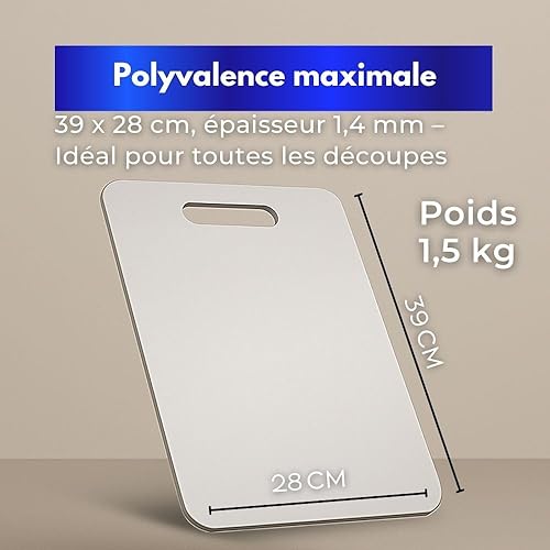 INOXLM Planche à découper en acier inoxydable alimentaire 39 x 28 cm adapté à Haccp, planche à découper de cuisine professionnelle double face, durable, planche à découper en acier pour cuisine, bar - Nail Gallerys