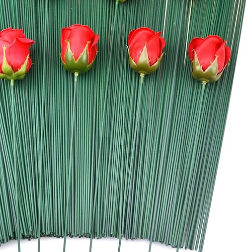 100 Pièces Fils de Tige Vert Foncé Papier Floral Enveloppé Tige de Fleur Artificielle pour La Fabrication de Fleurs Fournitures Fleuriste Arrangements Floraux 19 Cm - Nail Gallerys