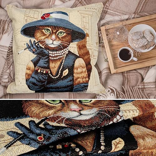 ANRO Housse de coussin décorative Gobelin Golden Twenties 45 x 45 cm sans rembourrage RG5267 - Nail Gallerys