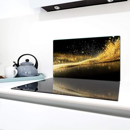 TMK Cache-plaque en verre, 90 x 52 cm, pour plaques vitrocéramiques, à induction, protection anti-éclaboussures, planche à découper, noire - Nail Gallerys