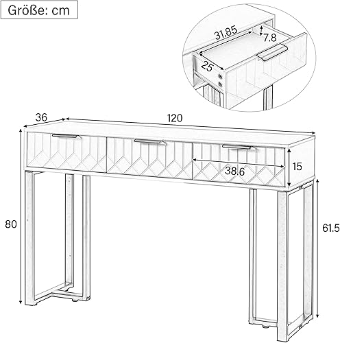 LERFAN Console moderne et élégante avec design creux géométrique et tiroir tridimensionnel, pour entrée et salon, 80 x 40 x 80 cm (l x P x H) - Blanc + noir - Nail Gallerys