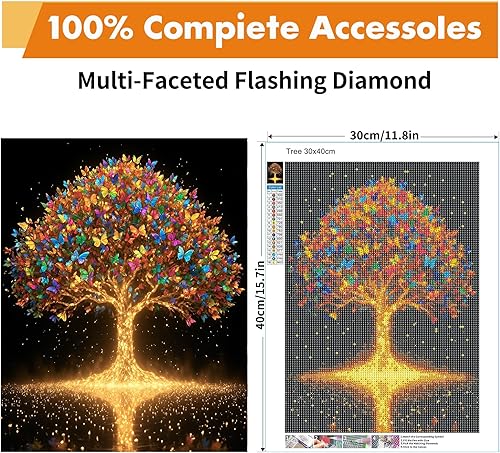 Diamond painting arbre de vie,Kit Peinture Diamantée DIY,Œuvre d'art en diamant rond complet,tableau diamant adulte,Peinture Diamant Arbre de vie Coloré Adultes et débutants,Décoration murale 30x40cm - Nail Gallerys