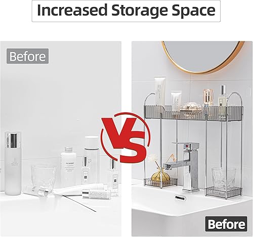 YCIA&DONE Organiseur de comptoir de salle de bain au-dessus du robinet, organiseurs de comptoir étroits au-dessus de l'évier, étagère montée sur table pour cuisine, toilettes, buanderie (blanc - Nail Gallerys