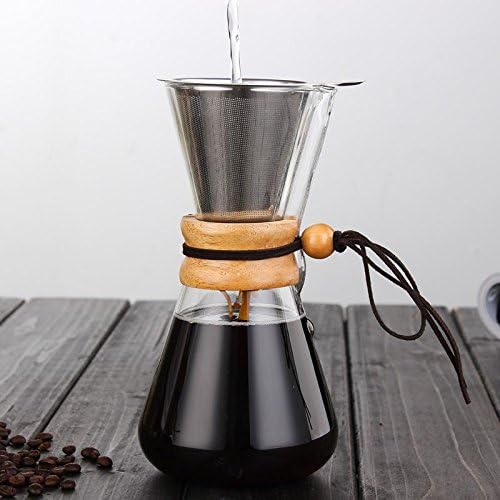 Brasseur de café en verre résistant à la chaleur 3 tasses ont compté, pot chaud de café de Chemex de Brewer de cafetière de Barista (Couleur : 500 ml wooden handle) - Nail Gallerys