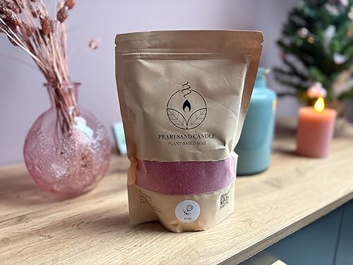 Cire parfumée nacrée, Sable pour bougie avec mèches, granulés de cire, kit de fabrication de bougies, 400 g de perles de cire + 4 mèches en coton (parfum lavande) - Nail Gallerys