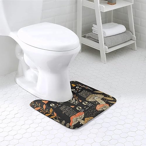 FZMVSQH Tapis de toilette lavable en forme de U pour salle de bain, motif chats et champignons, antidérapant, super doux et absorbant, en microfibre, 50,8 x 40,6 cm - Nail Gallerys