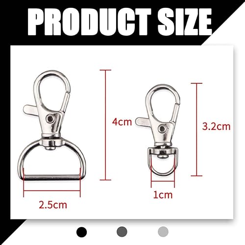 SULIUDAJI Porte-clés Rotatif[40 Pièces], Fermoirs Mousqueton, Clé De Crochets Anneaux, pour Bricolage, projets de Couture, Sacs a Dos, Sacs à Main(Argent) - Nail Gallerys