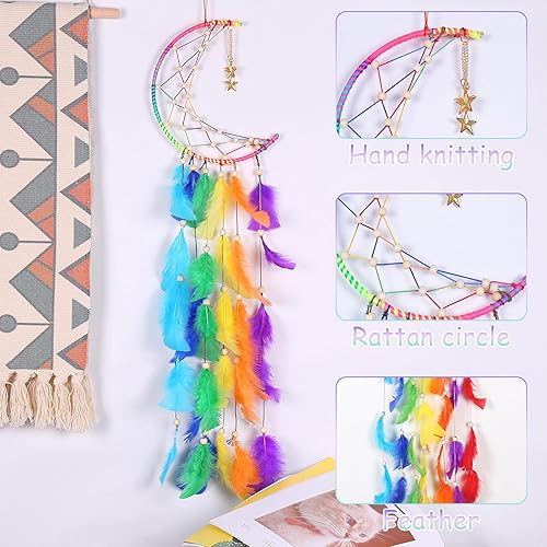 Attrape-Rêves,Capteur de Rêves avec Plumes,Dream Catcher Décoration Murale Suspendue pour Fille,pour Chambre Maison Décoration,Filles Enfants Cadeau - Nail Gallerys