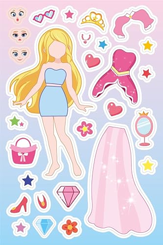 Ensemble d'autocollants pour enfants - Motif princesse - Pour faire un visage, une robe, un art, l'artisanat, les fêtes d'anniversaire - Faites vos propres autocollants cadeaux - Nail Gallerys