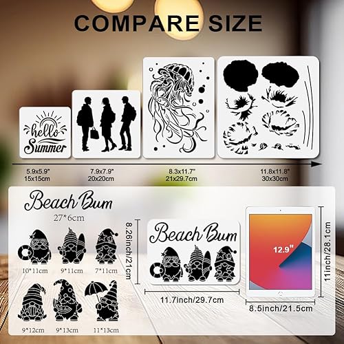 MAYJOYDIY 2 pochoir Hippocampe Bulles 21 × 29.7cm Plantes Aquatiques Corail Algues Poissons Tropicaux Dessin Pochoir Modèles avec Pinceau pour Maison Chambre D'Enfant - Nail Gallerys