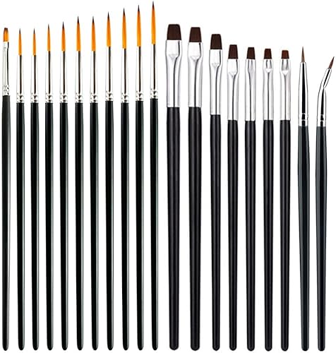 Afantti 20 Pièces Pinceaux Peinture Détail Fins Micro Liner Ensemble de Pinceaux Artiste | Pointe Longue Ultrafine | pour Miniature Acrylique Modèle Huile Aquarelle Ongles Modèles Visage - Nail Gallerys