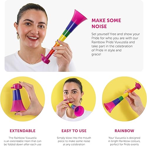 Rainbow Pride Vuvuzela – Lot de 40–27 cm de long bruyant aux couleurs de l'arc-en-ciel – Accessoire parfait pour le mois de la fierté, les marches et les événements de fierté - Nail Gallerys