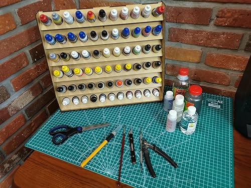 HobbyHold Rangement pour Peintures Modélisme – Support Compact pour 66 Flacons de 17 ML – Compatible Vallejo, AK Interactive, Ammo, Army Painter – Bois, Mural ou à Poser - Nail Gallerys
