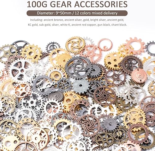 100g assorted crafts, gears, pendants, jewelry accessories, pendant accessories, retro steampunk gears, making accessories for necklaces, bracelets, jewelry - Nail Gallerys