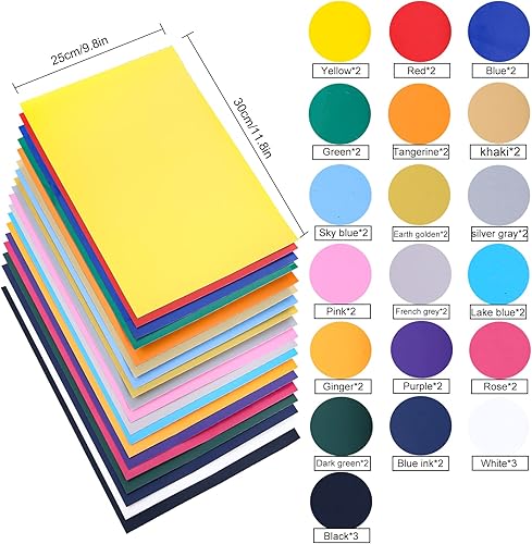 JOSPL 40 Feuilles Vinyle de Transfert de Chaleur, Feuilles de Vinyle Feuilles de Vinyle Adhesif 19 Couleurs 30 X 25 CM Feuilles en Adhésif pour DIY Fer sur Tissus T-shirts Chapeaux - Nail Gallerys