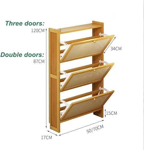 DODOBD Moderne Meuble Chaussures,Effet Cannage,Meuble à Chaussures Entrée en Rotin,Meuble Chaussure Bois,Armoire Etagere Grande Capacité pour Couloirs Salon,Style Bohème,50/70cm - Nail Gallerys