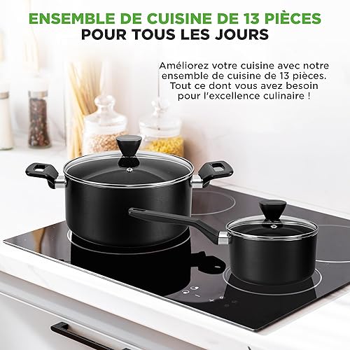 Nutrichef Ensemble de Batterie de Cuisine et de Pâtisserie, Ustensiles de Cuisine et Poêles Antiadhésifs, Adapté pour les Cuisinières à Gaz, Électriques, Induction, Poignées Cool-Touch, 20 Pièces - Nail Gallerys