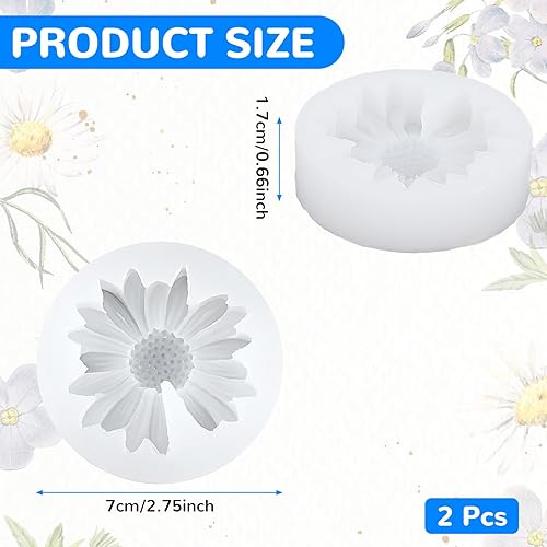 JIYIN Lot de 2 moules en silicone pour bougies - Pivoine 3D - Daisy - Moule en silicone - Moule à bougie - Moule pour bougie parfumée - Fabrication DIY (2 marguerites) - Nail Gallerys