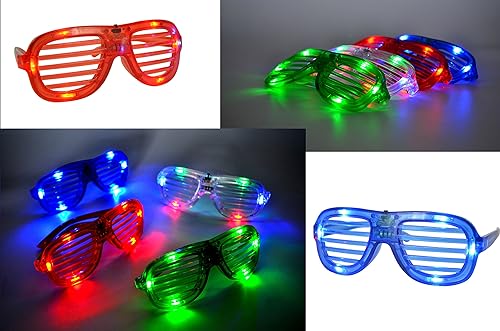 JOYIN 60 Pcs Jouets Lumineux Coloré Clignotant Jouet pour Fête Anniversaire - 44 Lumières de Doigt , 12 Clignotants Anneaux Cahoteux et 4 Lunettes LED - Nail Gallerys
