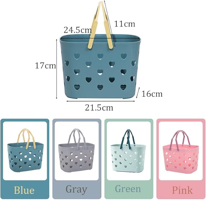 Silars Panier Rangement Salle de Bain, 4pcs Boite Rangement Cuisine Caisse Rangement Plastique pour Bureau, Salle de Bain, Cuisine - Avec Poignée, Empilable, Sculpté en Creux en Forme de Cœur - Nail Gallerys