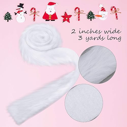 2 Pouces Ruban en Fourrure Artificielle Bande de Noël en Fausse Fourrure Rouleau de Garniture en Fourrure Artificielle Large pour Décoration Arbre de Noël Nœud Couronne, 3 Yards de Long (Blanc) - Nail Gallerys