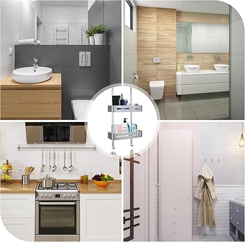 GJCrafts Étagère de Douche à Suspendre A poser sans percer Accessoire de Rangement Salle de Bain Pour douche avec paroi ou porte vitrée - Nail Gallerys