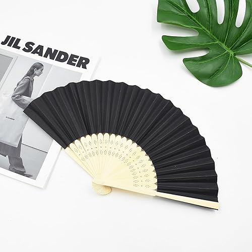 AolKee Lot de 15 éventails pliants Noirs, Cadeaux d'invités, décoration de Mariage, éventails de Mariage, Decoration Mariage,Cadeau invites Mariage Mariage Accessoires fête Mariage - Nail Gallerys